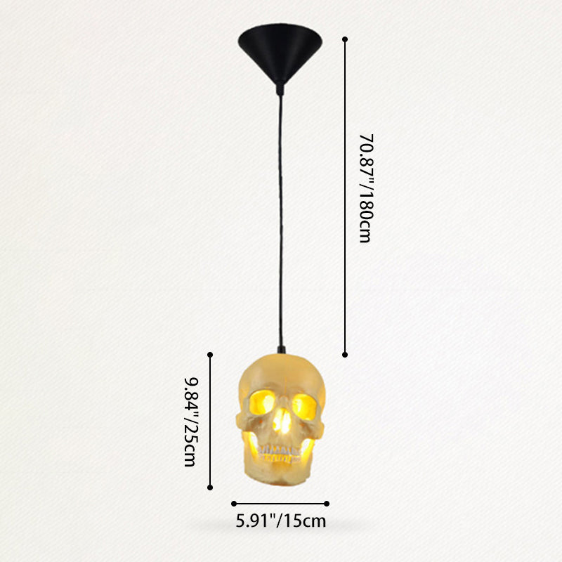 Halloween Skull Pendant Light Resin Skull Shade Iron Hanging Ceiling Lamp Gothic Decorative Light Fixture for Living Room Dining Room and Bar