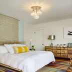 3-Light Crystal Glass Semi Flush Mount Ceiling Light