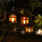 Solar Candle Lantern Outdoor Hanging LED Flameless Candle Light Waterproof Retro Garden Lantern for Tree Patio and Porch