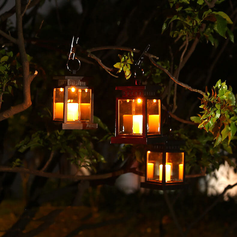 Solar Candle Lantern Outdoor Hanging LED Flameless Candle Light Waterproof Retro Garden Lantern for Tree Patio and Porch