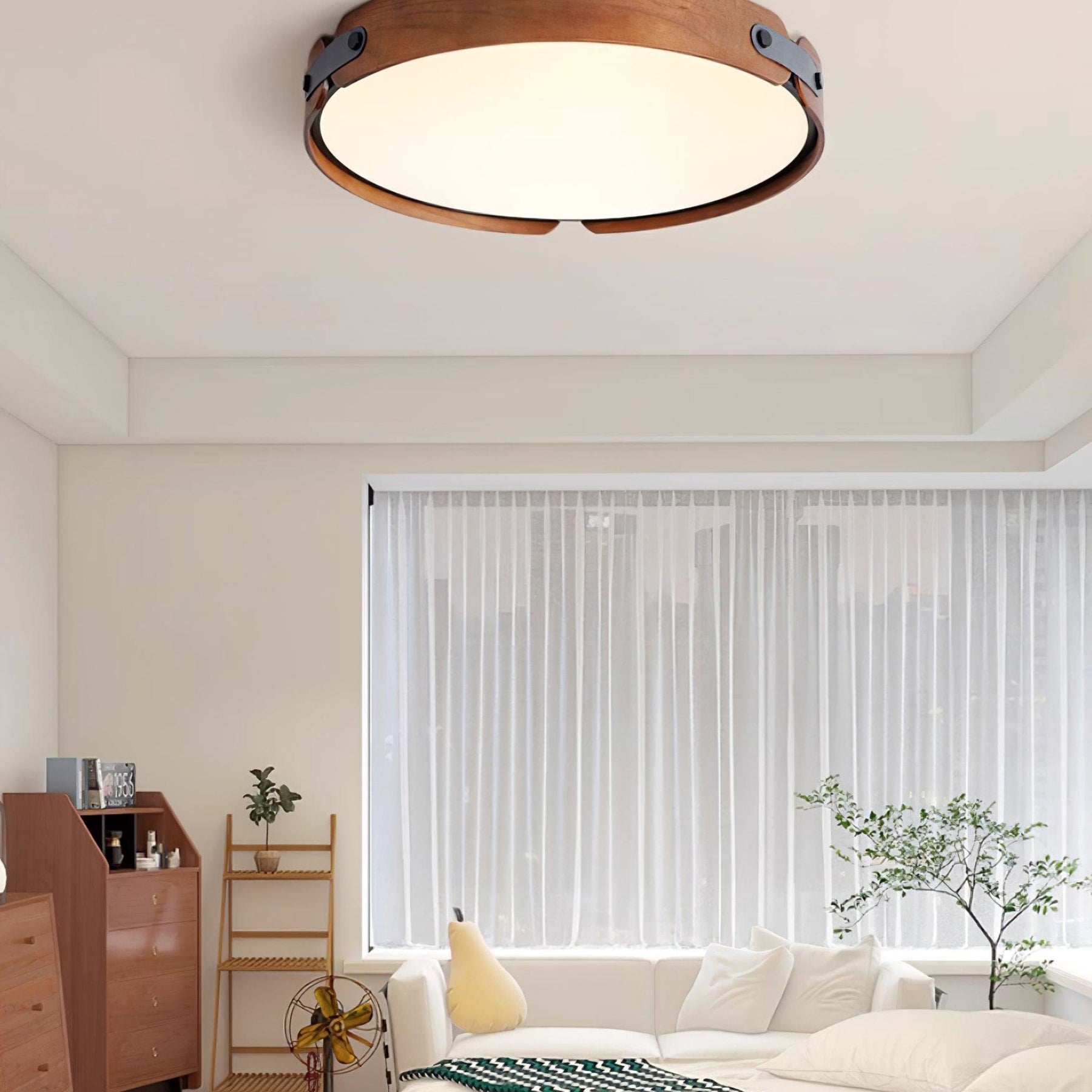 Scandinavian Wood Flush Mount Ceiling Light for Living Room — Harbor Light Co.