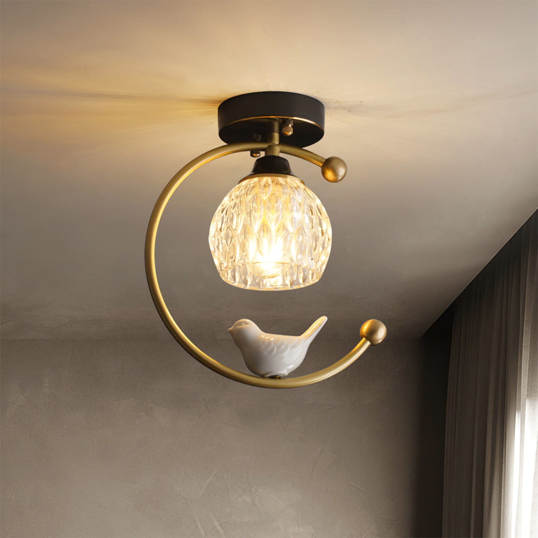 Modern Brass Semi-Flush Ceiling Light for Living Room — Harbor Light Co.