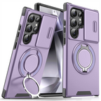 Samsung Galaxy S Series Case with Magnetic Ring Stand and Sliding Camera Cover Shockproof MagSafe Compatible Protective Phone Case