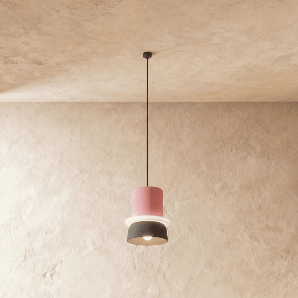 Modern Aluminum Two-Tone Pendant Light With Warm LED Glow in Pink and Gray — Harbor Light Co.