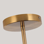 Japanese Style Wood Semi Flush Mount Ceiling Light with Brass Canopy