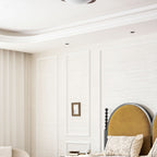Modern Wood Flush Mount Ceiling Light With Tri-Color Glow — Harbor Light Co.