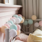 Cotton Ball String Lights LED Garland Fairy Lights USB or Battery Powered for Bedroom Nursery and Party Decor