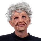 Creepy Old Man Mask Realistic Latex Halloween Mask for Adults Full Head Costume Mask with Movable Mouth for Cosplay and Theater