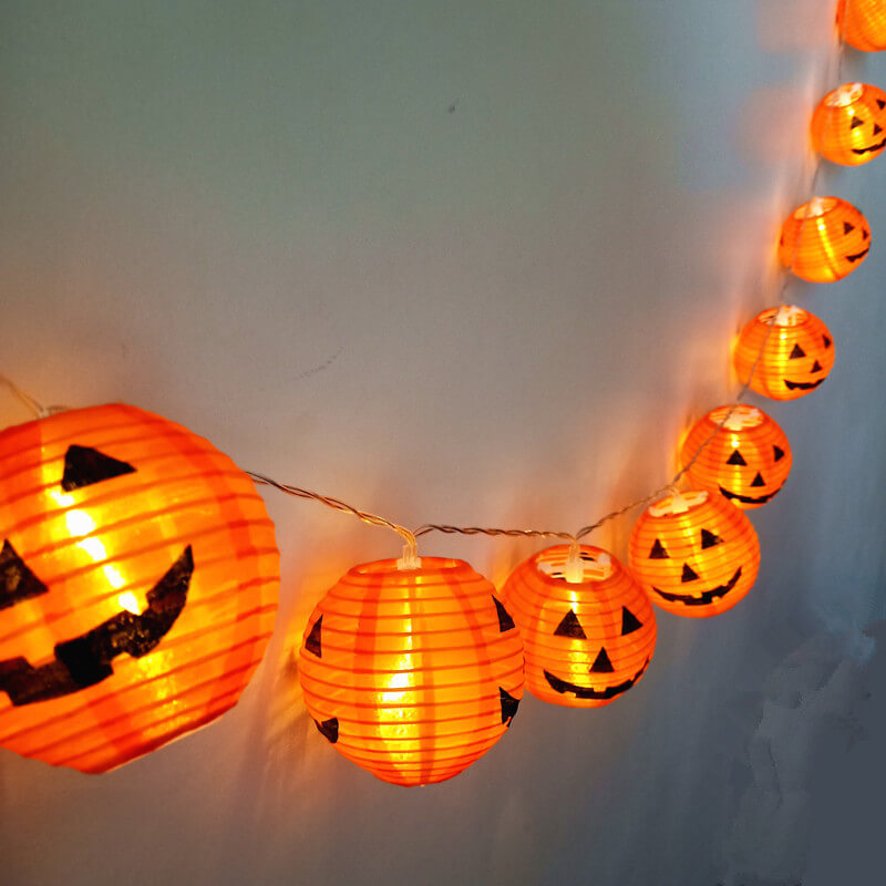 Halloween Pumpkin Lantern String Lights Outdoor Waterproof LED Decorative Jack-O-Lantern Light String for Porch Yard and Party