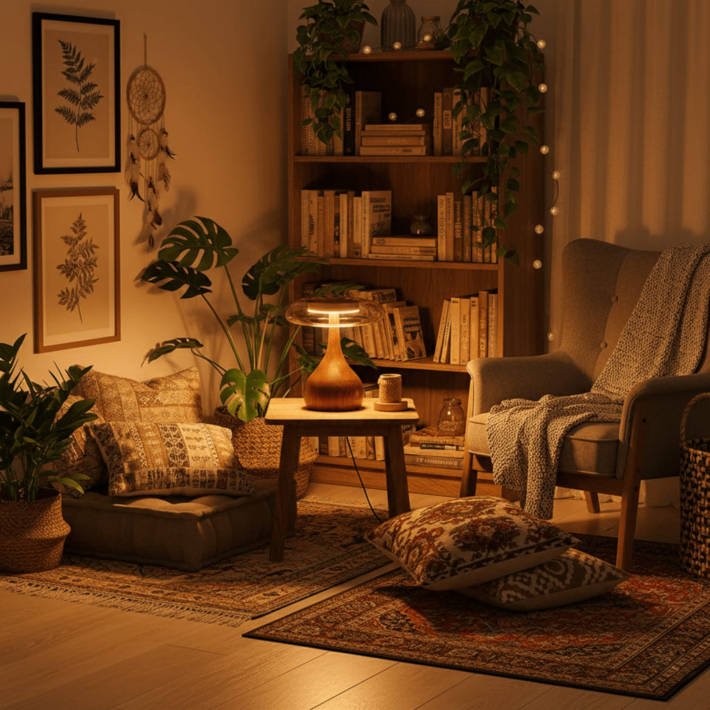 Modern Ash Wood and Brass Table Lamp for Living Room — Harbor Light Co.