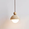 Modern Travertine Stone Pendant Light for Dining Room in 1-Head: Ø5.9" x H6.7" (Ø15 x H17 cm) — Harbor Light Co.