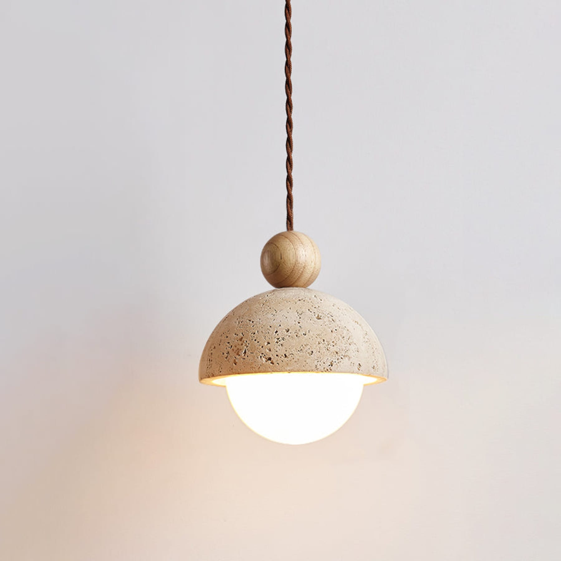Modern Travertine Stone Pendant Light for Dining Room in 1-Head: Ø5.9" x H6.7" (Ø15 x H17 cm) — Harbor Light Co.
