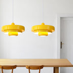 Mid-Century Metal Dining Room Pendant Light with Layered Disc Shade
