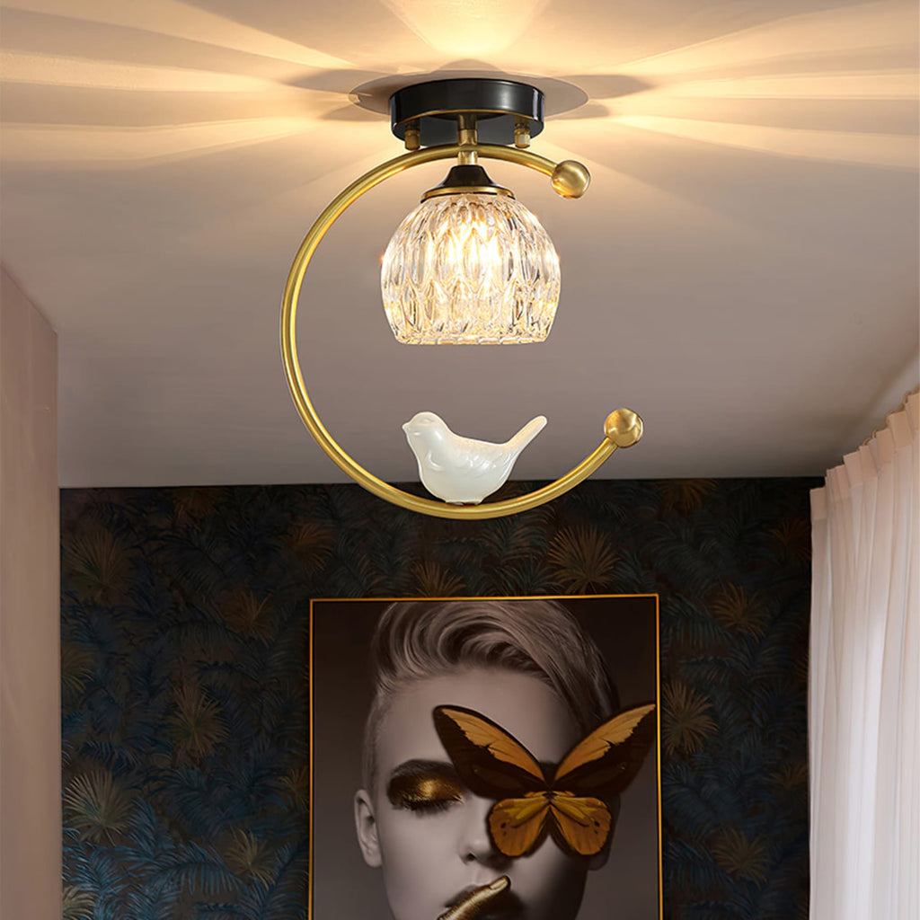 Modern Brass Semi-Flush Ceiling Light for Living Room — Harbor Light Co.