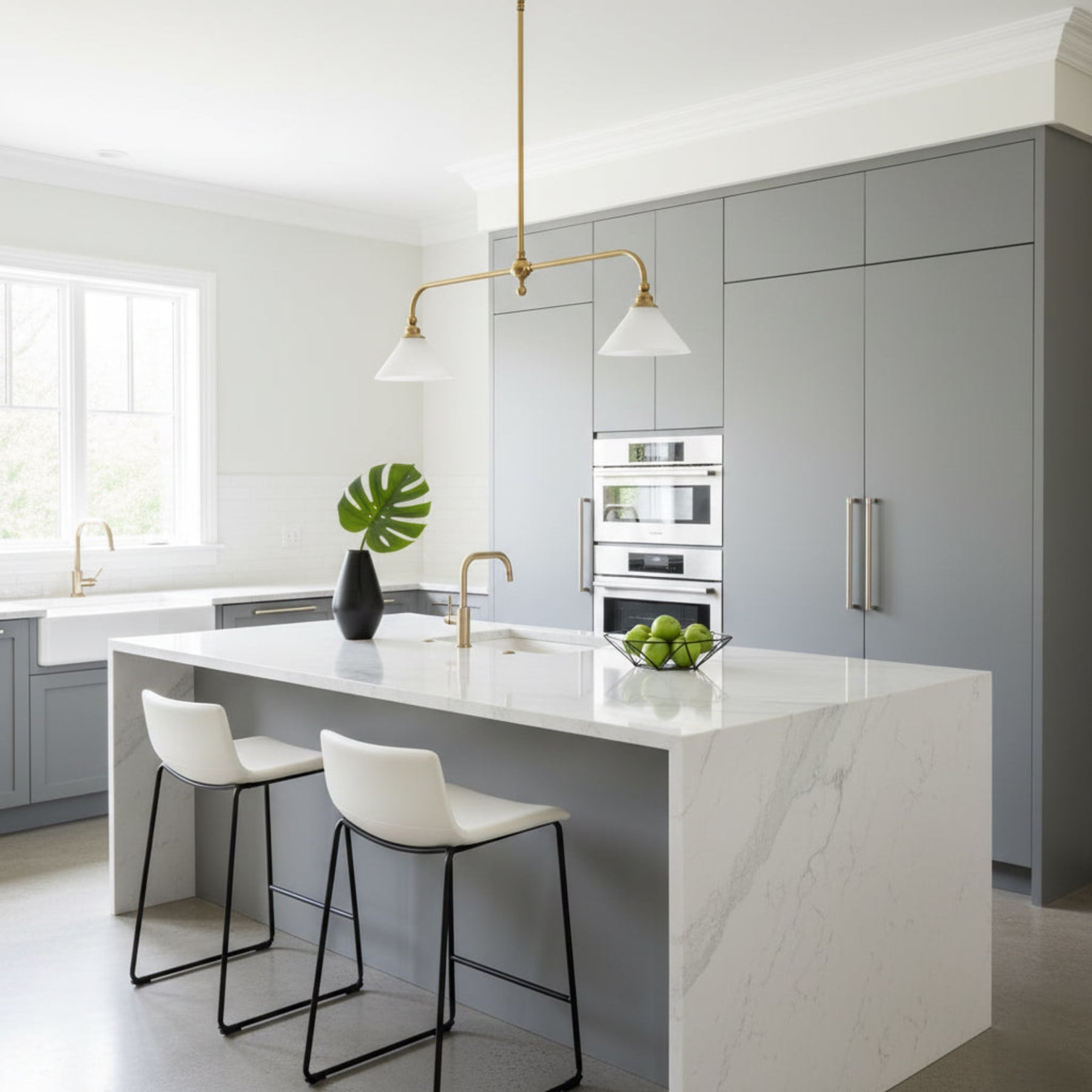 Modern Brass Pendant Light With Ceramic Shades for Dining Room — Harbor Light Co.