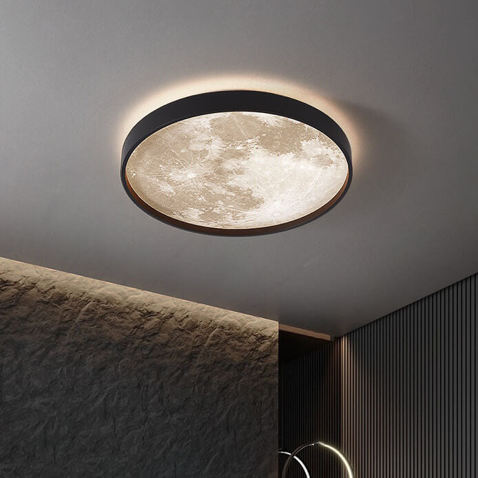 Modern Metal Flush Mount Ceiling Light With Dimmable Remote Control in Black — Harbor Light Co.