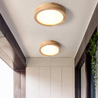 Round Wood Flush Mount Ceiling Light with LED Light