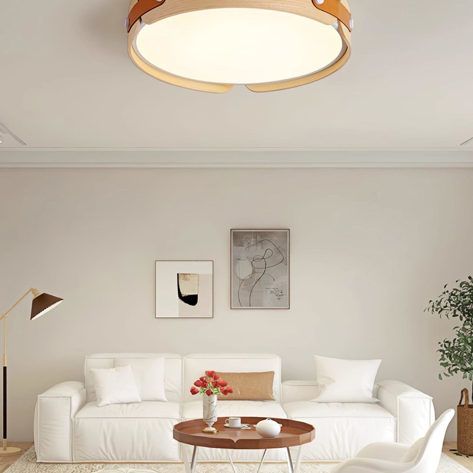 Scandinavian Wood Flush Mount Ceiling Light for Living Room — Harbor Light Co.