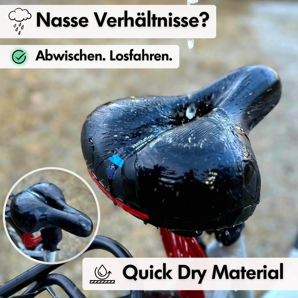 Wide Bike Seat with Memory Foam Padding Gel Shock Absorbing Bicycle Saddle Breathable Comfort Cushion for City and Trekking Bikes