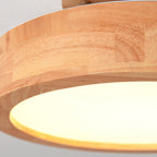 Round Wood Flush Mount Ceiling Light with LED Light