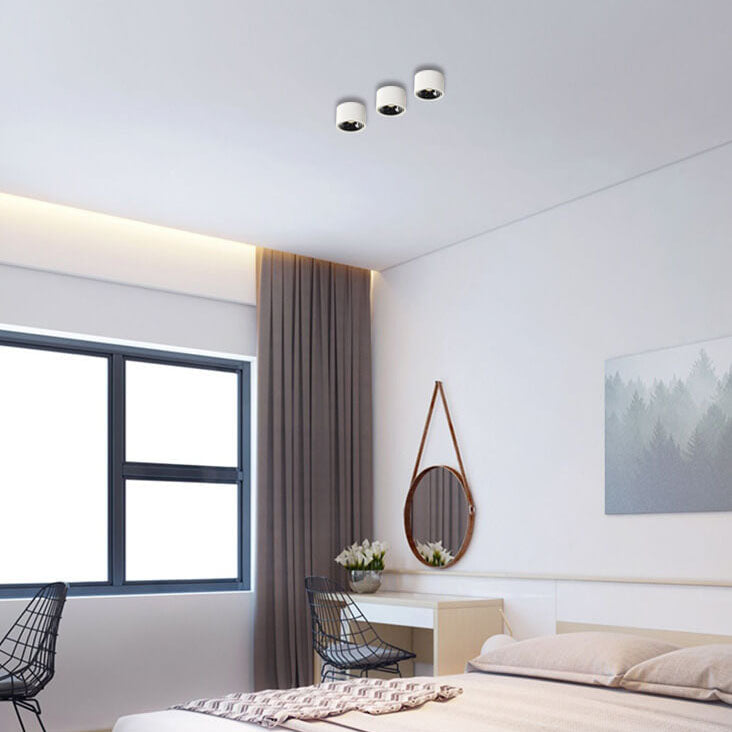 Modern Iron Flush Mount Ceiling Light With Built-In LED in White and Black — Harbor Light Co.
