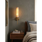 Modern Faux Alabaster Wall Light With Warm Glowing Shade — Harbor Light Co.