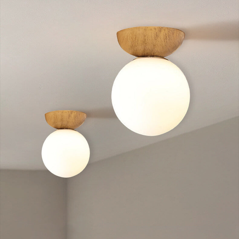 Modern Wood Semi-Flush Pendant Light With Warm LED Glow in Wood — Harbor Light Co.