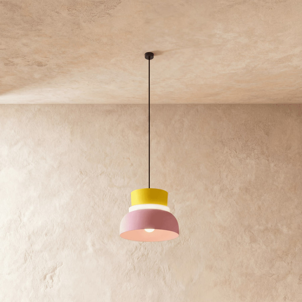 Modern Aluminum Two-Tone Pendant Light With Warm LED Glow in Pink and Yellow — Harbor Light Co.