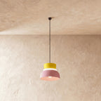 Modern Aluminum Two-Tone Pendant Light With Warm LED Glow in Pink and Yellow — Harbor Light Co.