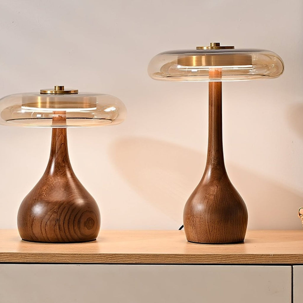 Modern Ash Wood and Brass Table Lamp for Living Room — Harbor Light Co.
