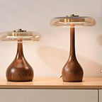 Modern Ash Wood and Brass Table Lamp for Living Room — Harbor Light Co.