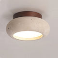 Modern Travertine Flush Mount Ceiling Light in Walnut & Beige — Harbor Light Co.