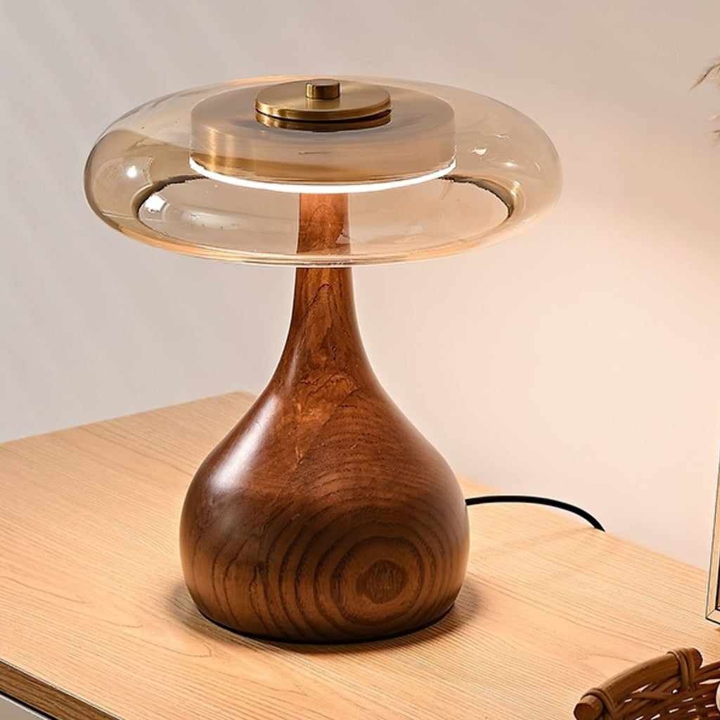 Modern Ash Wood and Brass Table Lamp for Living Room — Harbor Light Co.