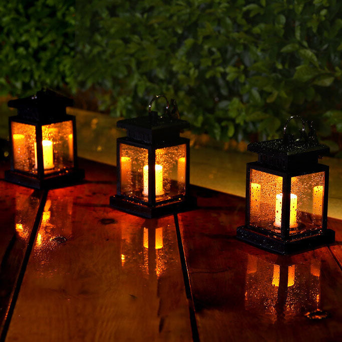 Solar Candle Lantern Outdoor Hanging LED Flameless Candle Light Waterproof Retro Garden Lantern for Tree Patio and Porch