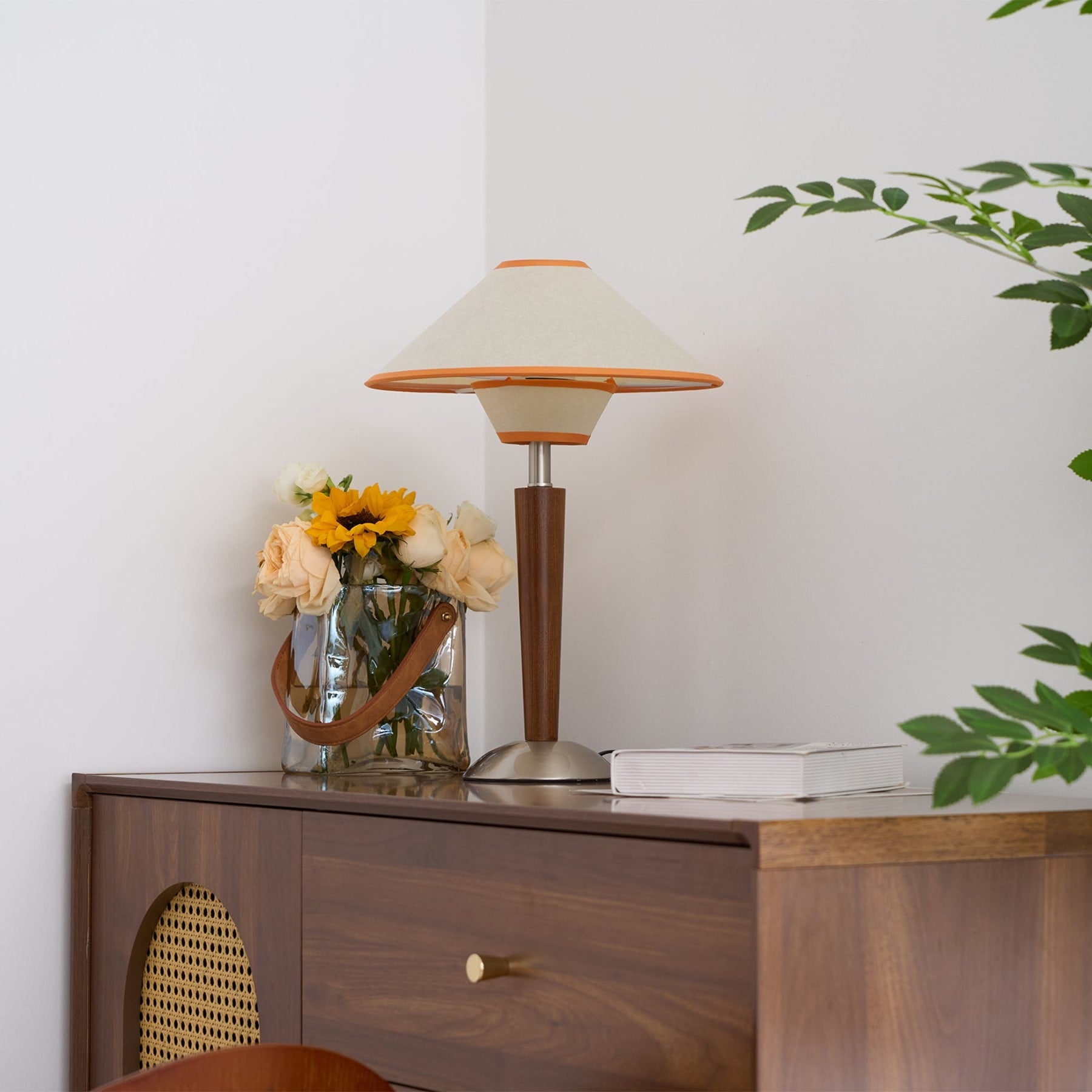 Retro Wood Table Lamp With Fabric Shade for Living Room — Harbor Light Co.