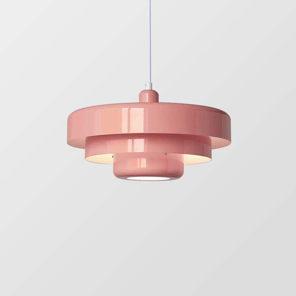 Mid-Century Metal Dining Room Pendant Light with Layered Disc Shade