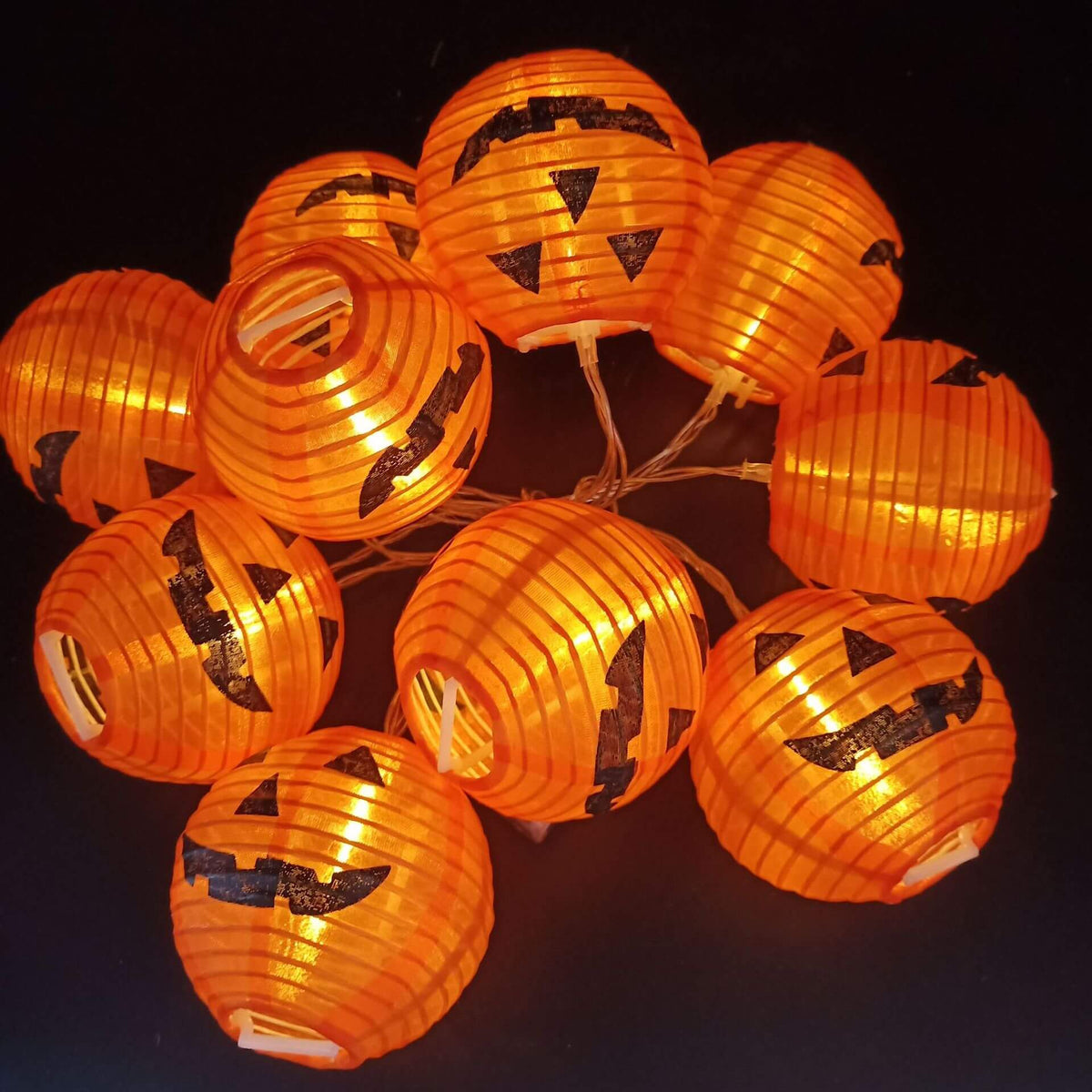 Halloween Pumpkin Lantern String Lights Outdoor Waterproof LED Decorative Jack-O-Lantern Light String for Porch Yard and Party