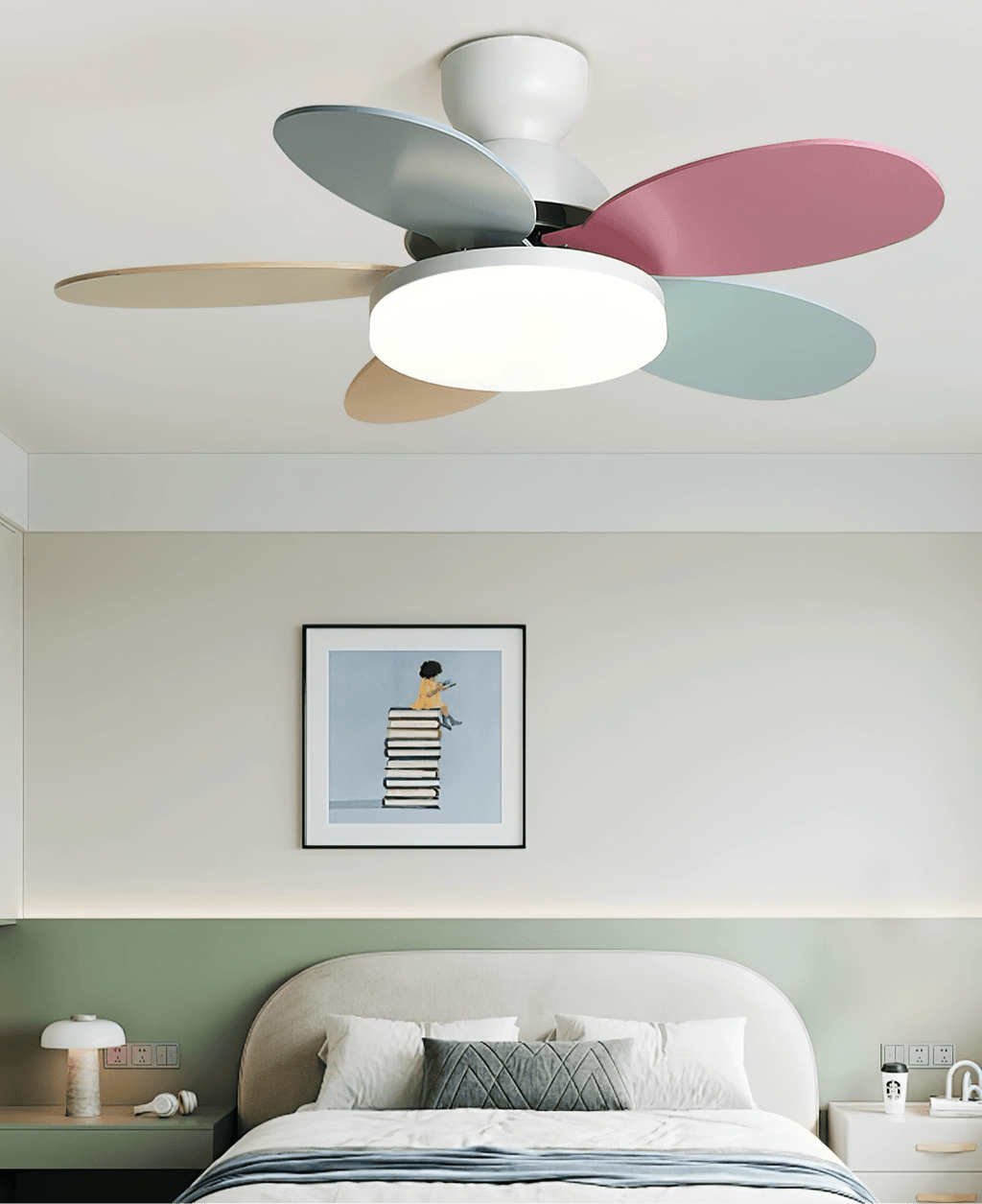 Petal Blade Ceiling Fan with Remote Control and Integrated LED Light