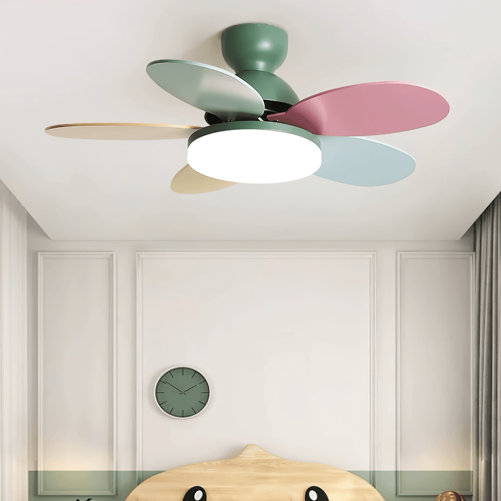 Petal Blade Ceiling Fan with Remote Control and Integrated LED Light