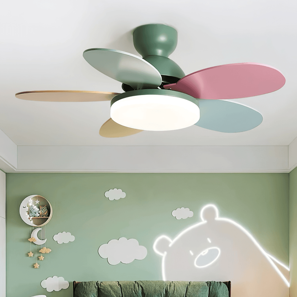 Petal Blade Ceiling Fan with Remote Control and Integrated LED Light
