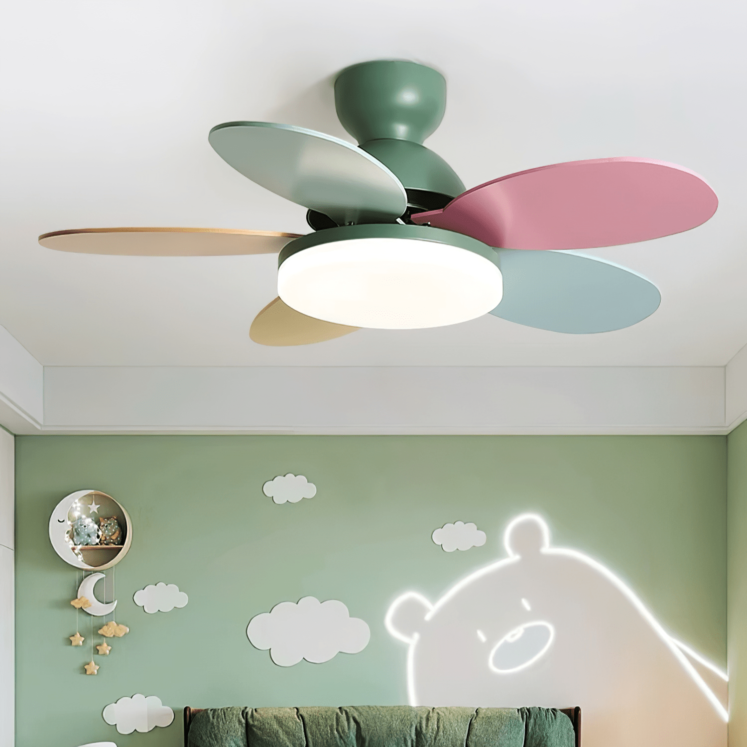 Petal Blade Ceiling Fan with Remote Control and Integrated LED Light