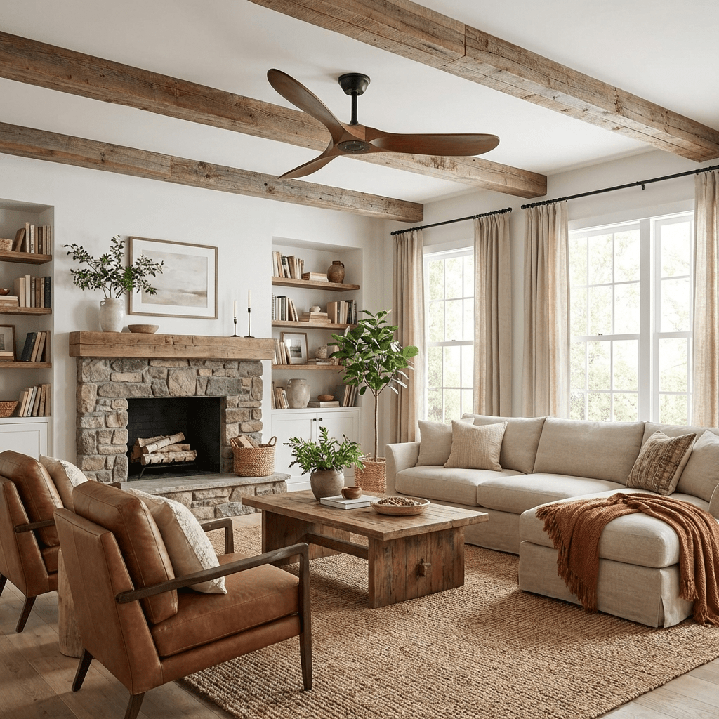 Walnut and Black Propeller Blade Ceiling Fan Light with Remote Control