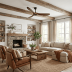 Walnut and Black Propeller Blade Ceiling Fan Light with Remote Control