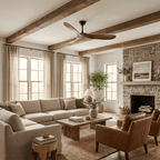 Walnut and Black Propeller Blade Ceiling Fan Light with Remote Control