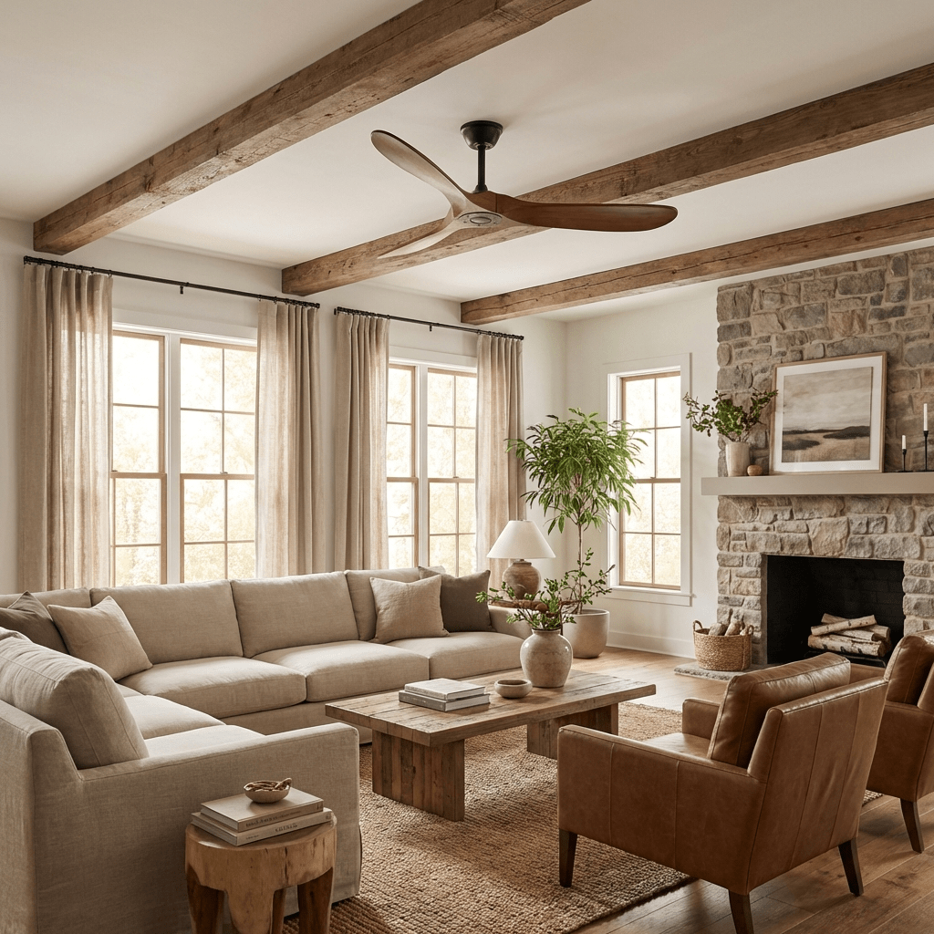 Walnut and Black Propeller Blade Ceiling Fan Light with Remote Control