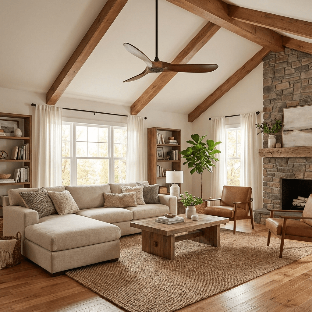Walnut and Black Propeller Blade Ceiling Fan Light with Remote Control