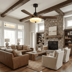 Lotus Shade Ceiling Fan in Walnut and Black with LED Light