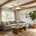 5-Blade Wooden Ceiling Fan Light with Downrod Mount