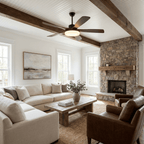 5-Blade Wooden Ceiling Fan Light with Downrod Mount