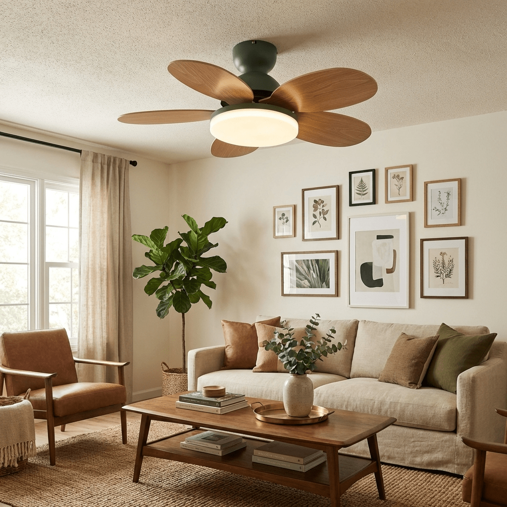 Petal Blade Ceiling Fan with Remote Control and Integrated LED Light